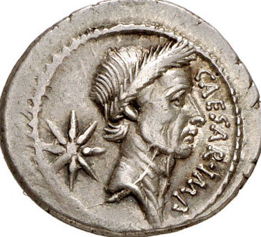 Caesar Denarius Februar 44 (Alföldi Typ V, 61-64) Ausschnitt