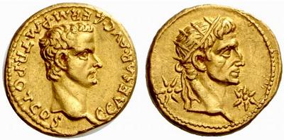Caligula (Gaius) Aureus Tiberius od Augustus SJ 37-38 uZ Lugdunum (Calicó 336)
